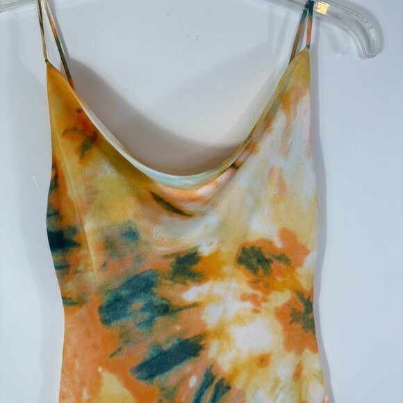 Selfie Leslie Show Me Love Cowl Neck Midi Dress Tie Die Orange Multi Women's XS - Picture 4 of 14